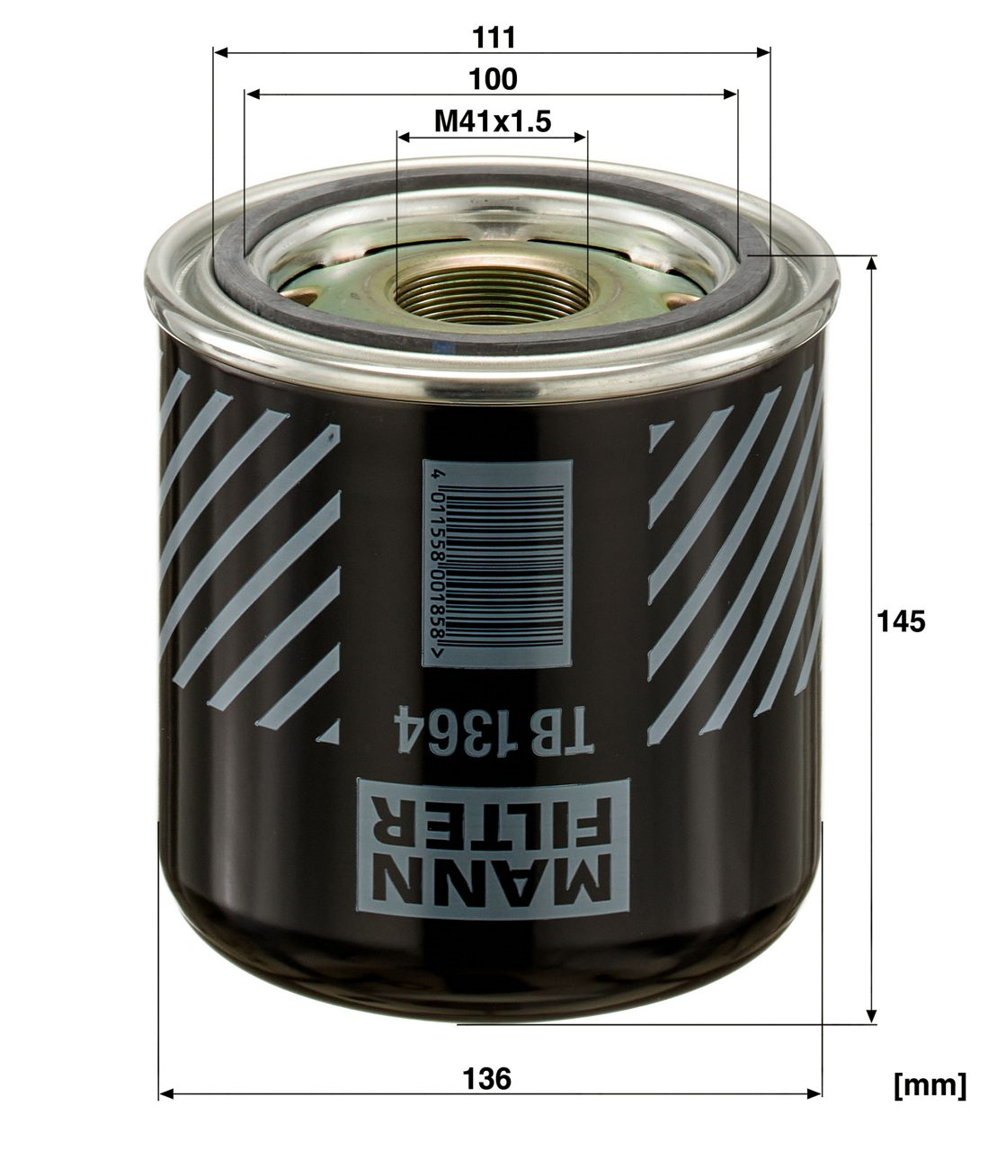 HAVA KURUTUCU KARTUS FILTRE DAF XF CF 1391510-1439553   A-136mm B-100mm C-111mm G-M41x1.5 H-145mm